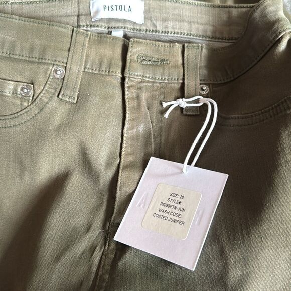 NWT PISTOLA lennon high rise cropped boot in coated juniper 28 - Picture 4 of 7